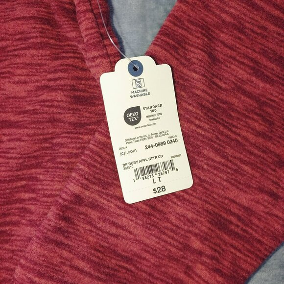 St. Johns Bay‎ Mens LT Classic V-Neck Long Sleeve Top Maroon NWT Cozy Casual - Picture 2 of 6